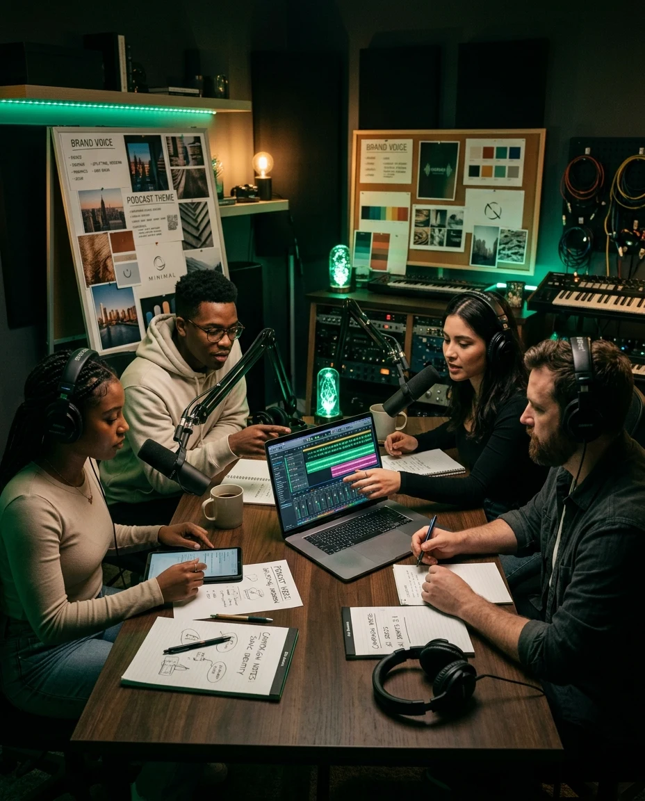 marketer creating branded songs for campaign and podcast use with insmelo AI Song Maker